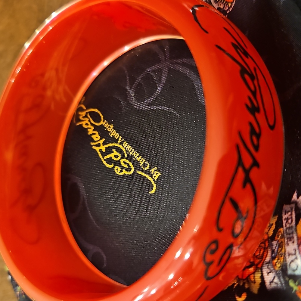 Red Bangle W/Love Kills Slowly Logo Ed Hardy Bracelet